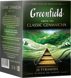 Чай зеленый, Greenfield (Гринфилд) 1.8 г 20 шт Классик Генмайча пирамидки