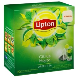 Чай зеленый, Lipton (Липтон) фильтр-пакет 1.8 г 20 шт Цитрус Мохито со вкусом коктейля Мохито и мятой