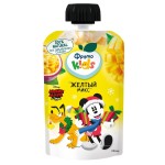 Пюре, ФрутоKids (Фрутоняня ФрутоКидс) 90 г желтый микс яблоко банан абрикос манго маракуйи с 8 мес пауч