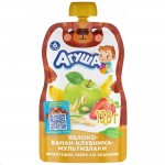 Пюре, Агуша 130 г яблоко банан клубника мультизлаки с 6 мес дой-пак