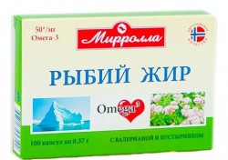 Рыбий жир Мирролла пищевой валериана пустырник 100 шт. капс. 0.37 г